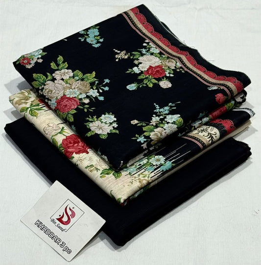 BIN SAEED-3PC KHADDAR PRINTED SHIRT WITH KHADDAR PRINTED DUPATTA AND PRINT TROUSER