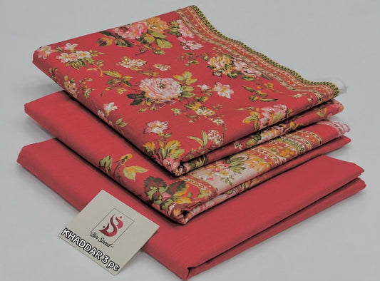 BIN SAEED-3PC KHADDAR PRINTED SHIRT WITH KHADDAR PRINTED DUPATTA AND PRINT TROUSER