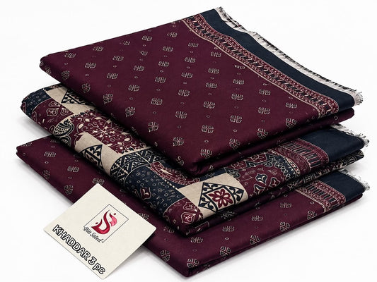 BIN SAEED-3PC KHADDAR PRINTED SHIRT WITH KHADDAR PRINTED DUPATTA AND PRINT TROUSER