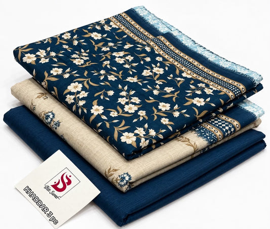 BIN SAEED-3PC KHADDAR PRINTED SHIRT WITH KHADDAR PRINTED DUPATTA AND PRINT TROUSER