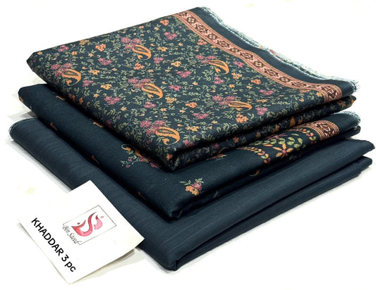 BIN SAEED-3PC KHADDAR PRINTED SHIRT WITH KHADDAR PRINTED DUPATTA AND PRINT TROUSER