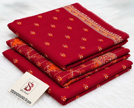 BIN SAEED-3PC KHADDAR PRINTED SHIRT WITH KHADDAR PRINTED DUPATTA AND PRINT TROUSER