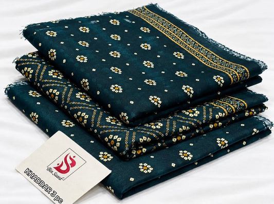 BIN SAEED-3PC KHADDAR PRINTED SHIRT WITH KHADDAR PRINTED DUPATTA AND PRINT TROUSER