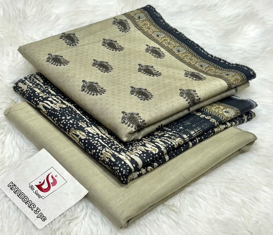BIN SAEED-3PC KHADDAR PRINTED SHIRT WITH KHADDAR PRINTED DUPATTA AND PRINT TROUSER