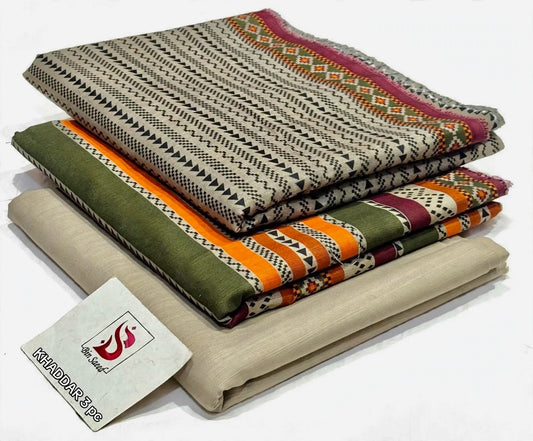 BIN SAEED-3PC KHADDAR PRINTED SHIRT WITH KHADDAR PRINTED DUPATTA AND PRINT TROUSER