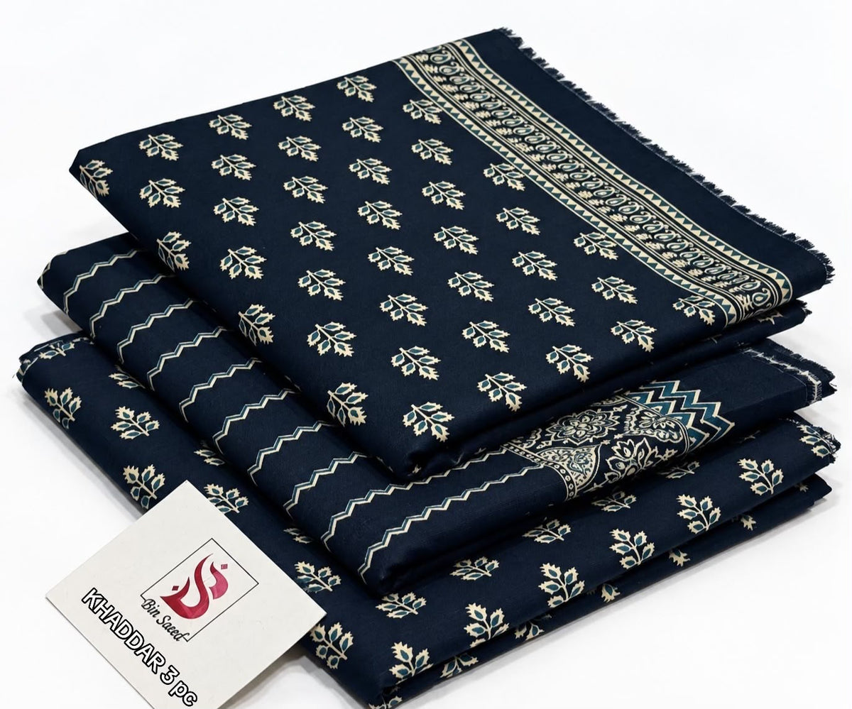 BIN SAEED-3PC KHADDAR PRINTED SHIRT WITH KHADDAR PRINTED DUPATTA AND PRINT TROUSER