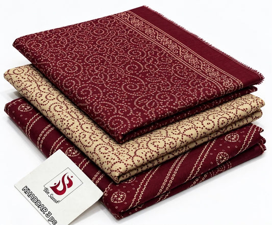 BIN SAEED-3PC KHADDAR PRINTED SHIRT WITH KHADDAR PRINTED DUPATTA AND PRINT TROUSER