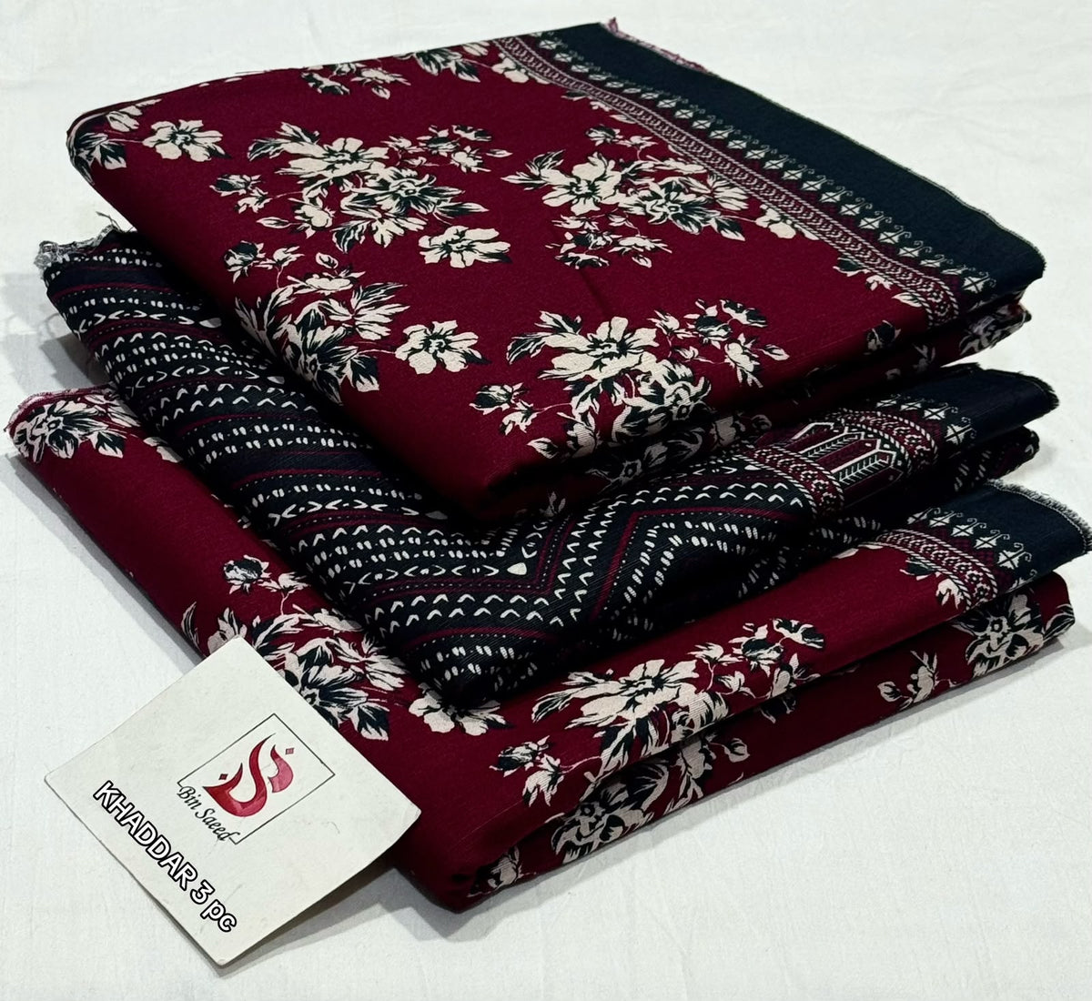 BIN SAEED-3PC KHADDAR PRINTED SHIRT WITH KHADDAR PRINTED DUPATTA AND PRINT TROUSER