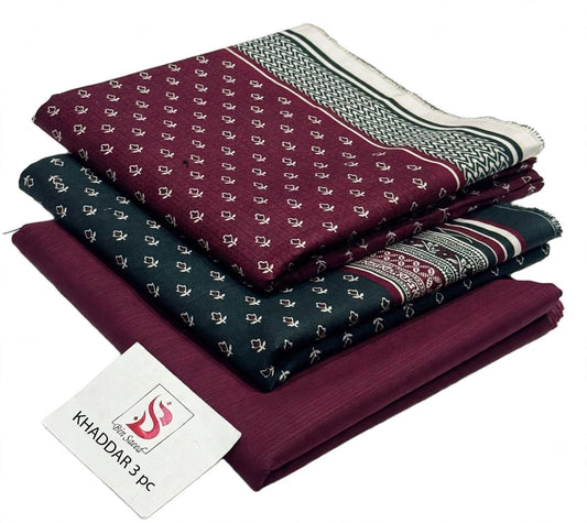 BIN SAEED-3PC KHADDAR PRINTED SHIRT WITH KHADDAR PRINTED DUPATTA AND PRINT TROUSER