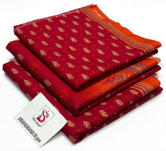 BIN SAEED-3PC KHADDAR PRINTED SHIRT WITH KHADDAR PRINTED DUPATTA AND PRINT TROUSER