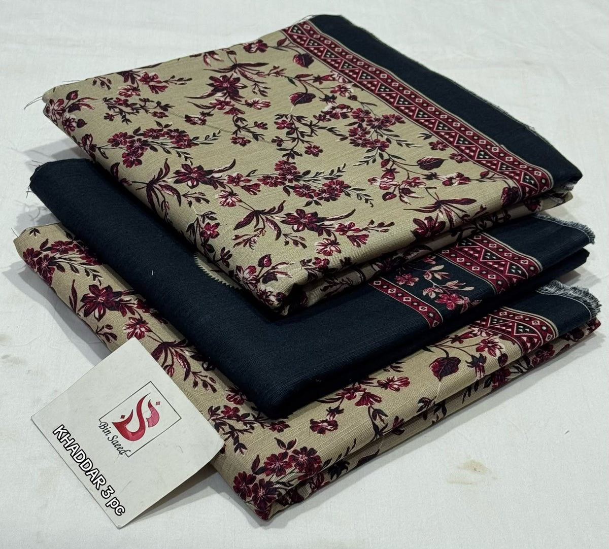BIN SAEED-3PC KHADDAR PRINTED SHIRT WITH KHADDAR PRINTED DUPATTA AND PRINT TROUSER