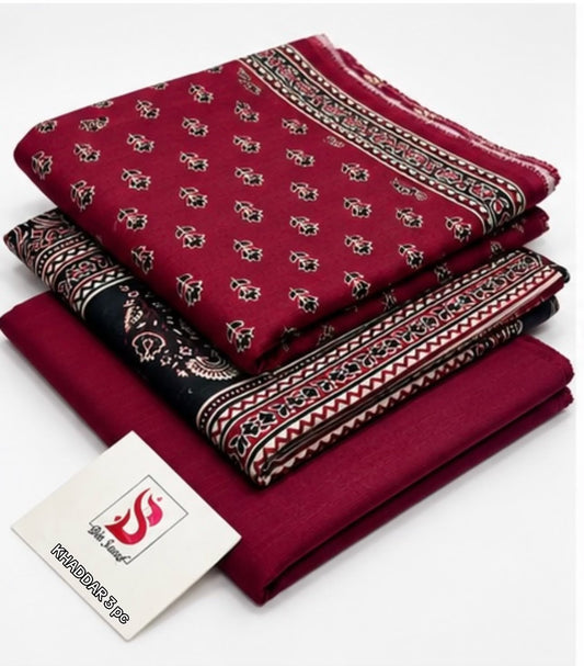 BIN SAEED-3PC KHADDAR PRINTED SHIRT WITH KHADDAR PRINTED DUPATTA AND PRINT TROUSER