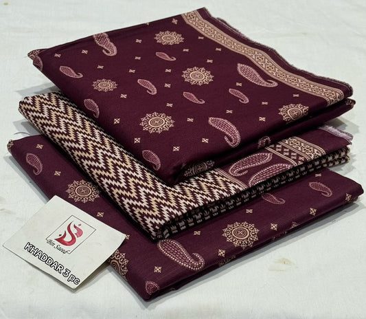BIN SAEED-3PC KHADDAR PRINTED SHIRT WITH KHADDAR PRINTED DUPATTA AND PRINT TROUSER