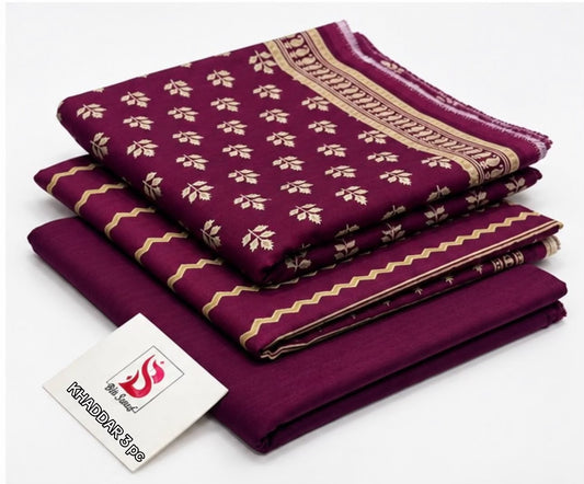 BIN SAEED-3PC KHADDAR PRINTED SHIRT WITH KHADDAR PRINTED DUPATTA AND PRINT TROUSER