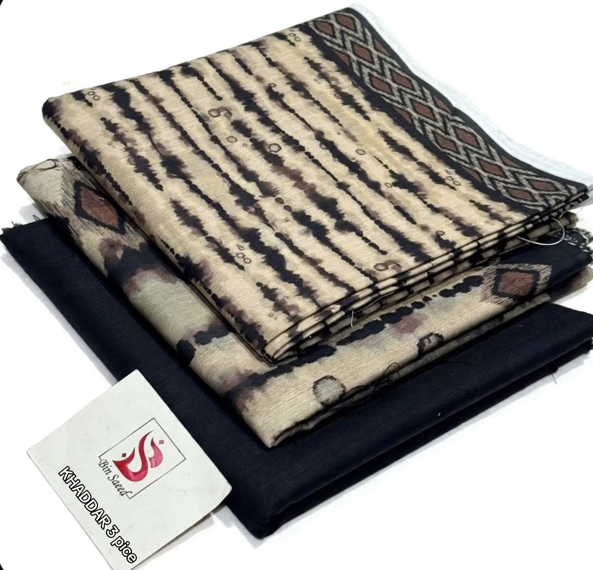 BIN SAEED-3PC KHADDAR PRINTED SHIRT WITH KHADDAR PRINTED DUPATTA AND PRINT TROUSER
