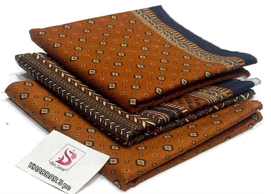 BIN SAEED-3PC KHADDAR PRINTED SHIRT WITH KHADDAR PRINTED DUPATTA AND PRINT TROUSER