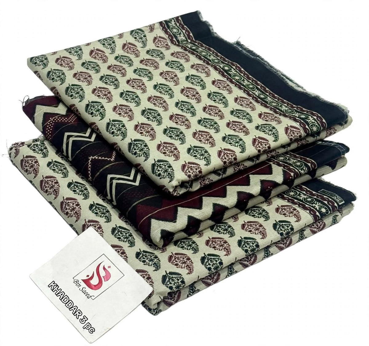 BIN SAEED-3PC KHADDAR PRINTED SHIRT WITH KHADDAR PRINTED DUPATTA AND PRINT TROUSER