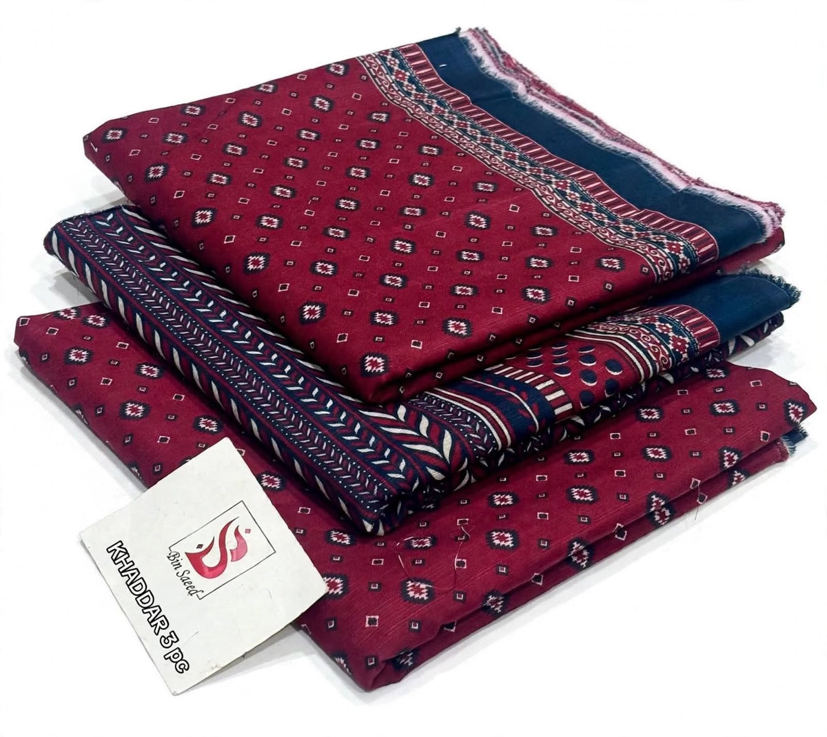 BIN SAEED-3PC KHADDAR PRINTED SHIRT WITH KHADDAR PRINTED DUPATTA AND PRINT TROUSER