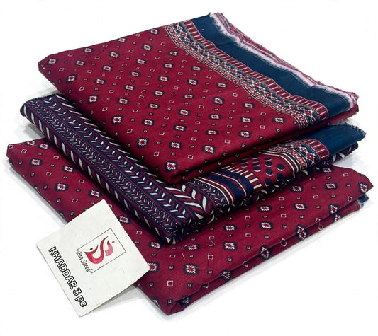 BIN SAEED-3PC KHADDAR PRINTED SHIRT WITH KHADDAR PRINTED DUPATTA AND PRINT TROUSER