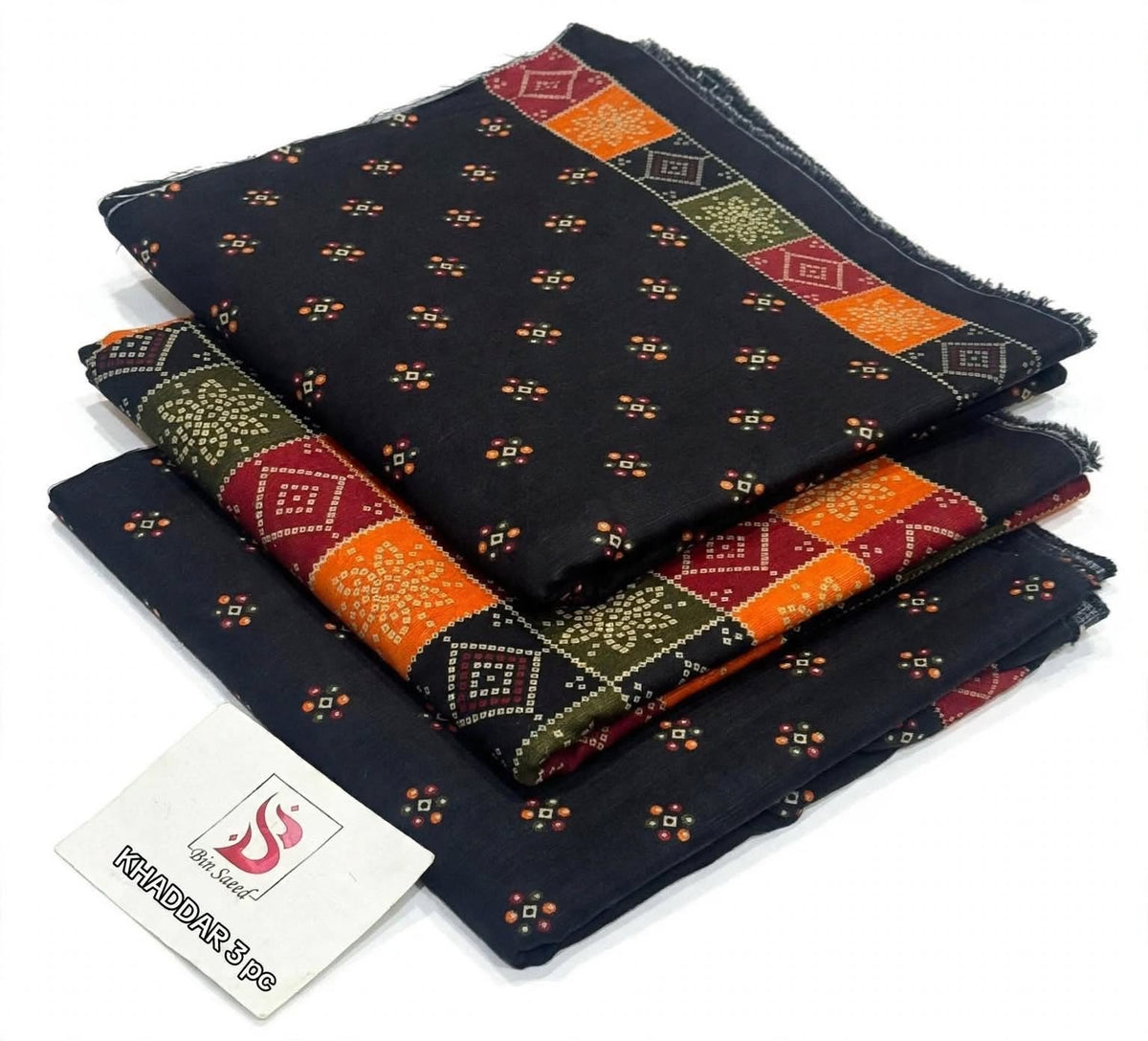 BIN SAEED-3PC KHADDAR PRINTED SHIRT WITH KHADDAR PRINTED DUPATTA AND PRINT TROUSER