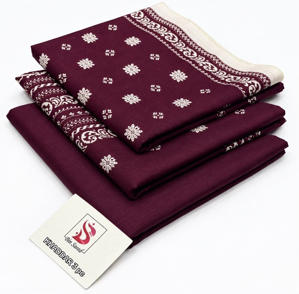 BIN SAEED-3PC KHADDAR PRINTED SHIRT WITH KHADDAR PRINTED DUPATTA AND PRINT TROUSER