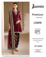Jazmin Premium Embroidered Lawn 3PC Suit | FF-9536