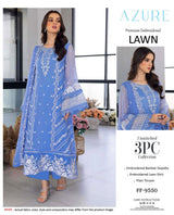 Azure Premium Embroidered Lawn 3PC Suit | FF-9550