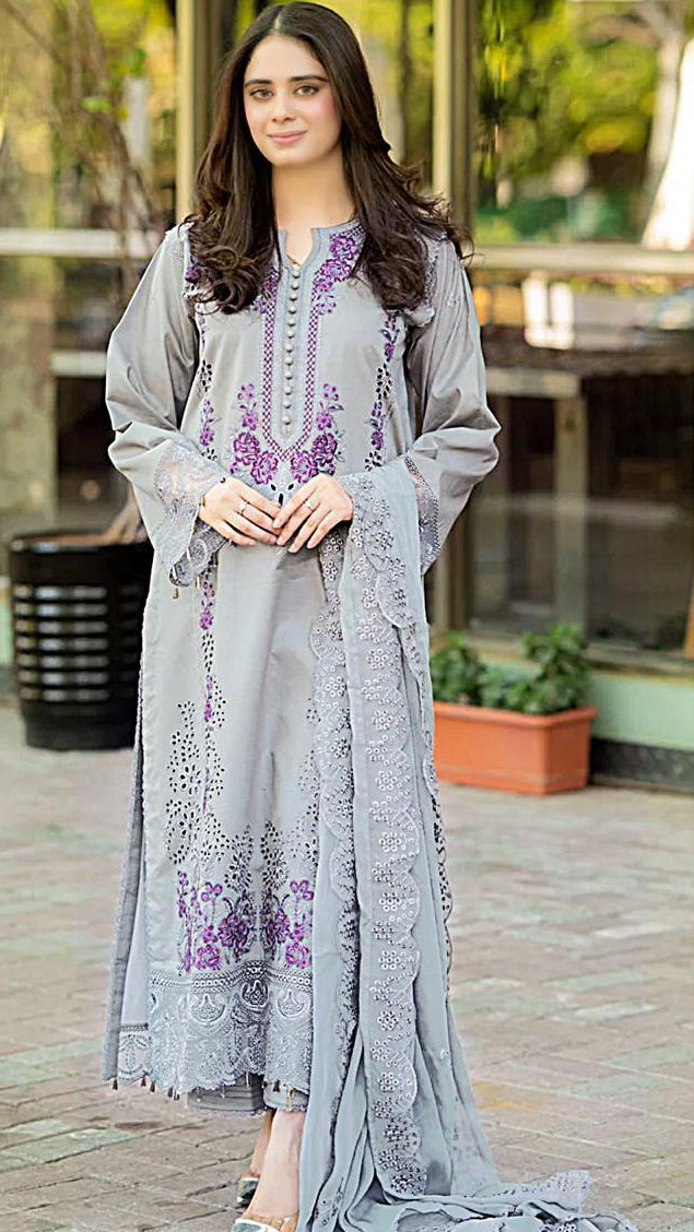 Libaas Premium Embroidered Lawn 3PC Suit | FF-9544